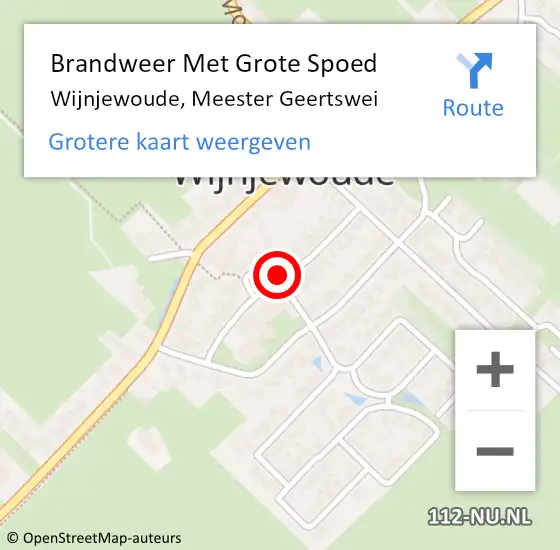 Locatie op kaart van de 112 melding: Brandweer Met Grote Spoed Naar Wijnjewoude, Meester Geertswei op 31 december 2014 21:54