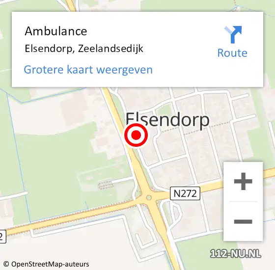 Locatie op kaart van de 112 melding: Ambulance Elsendorp, Zeelandsedijk op 31 december 2014 22:04