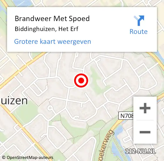 Locatie op kaart van de 112 melding: Brandweer Met Spoed Naar Biddinghuizen, Het Erf op 31 december 2014 23:05