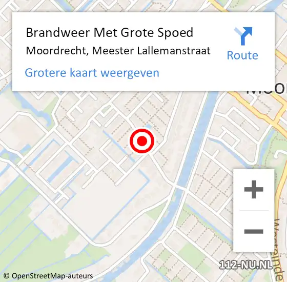 Locatie op kaart van de 112 melding: Brandweer Met Grote Spoed Naar Moordrecht, Meester Lallemanstraat op 31 december 2014 23:06