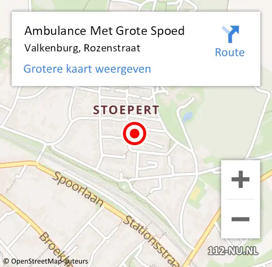 Locatie op kaart van de 112 melding: Ambulance Met Grote Spoed Naar Valkenburg, Rozenstraat op 31 december 2014 23:15