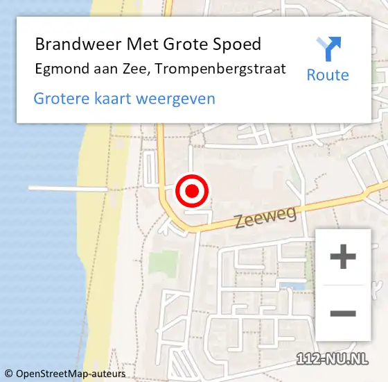 Locatie op kaart van de 112 melding: Brandweer Met Grote Spoed Naar Egmond aan Zee, Trompenbergstraat op 31 december 2014 23:20