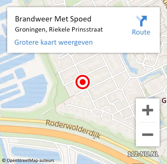 Locatie op kaart van de 112 melding: Brandweer Met Spoed Naar Groningen, Riekele Prinsstraat op 31 december 2014 23:24