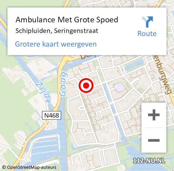 Locatie op kaart van de 112 melding: Ambulance Met Grote Spoed Naar Schipluiden, Seringenstraat op 26 oktober 2013 08:21