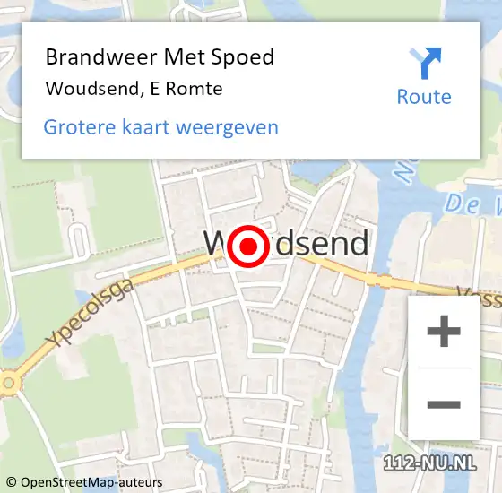 Locatie op kaart van de 112 melding: Brandweer Met Spoed Naar Woudsend, E Romte op 31 december 2014 23:47