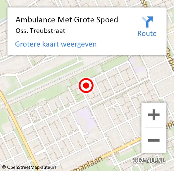 Locatie op kaart van de 112 melding: Ambulance Met Grote Spoed Naar Oss, Treubstraat op 26 oktober 2013 08:29