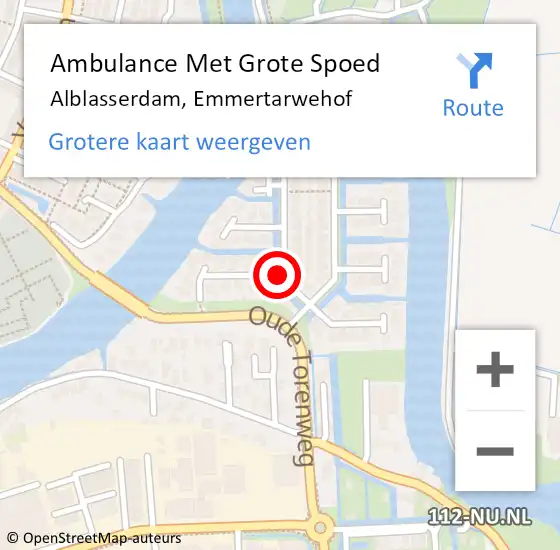 Locatie op kaart van de 112 melding: Ambulance Met Grote Spoed Naar Alblasserdam, Emmertarwehof op 1 januari 2015 00:12