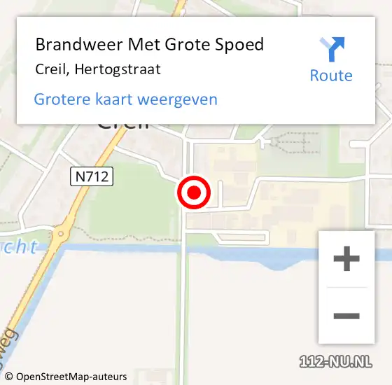 Locatie op kaart van de 112 melding: Brandweer Met Grote Spoed Naar Creil, Hertogstraat op 1 januari 2015 00:12