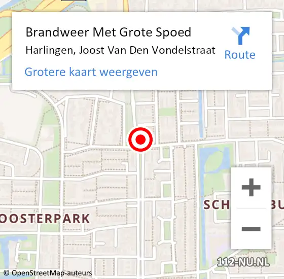 Locatie op kaart van de 112 melding: Brandweer Met Grote Spoed Naar Harlingen, Joost Van Den Vondelstraat op 1 januari 2015 00:14