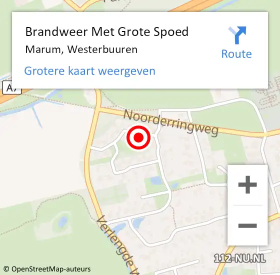 Locatie op kaart van de 112 melding: Brandweer Met Grote Spoed Naar Marum, Westerbuuren op 1 januari 2015 00:16