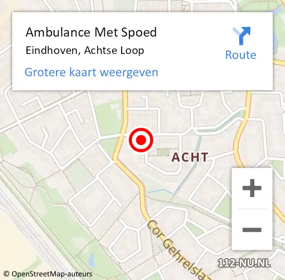 Locatie op kaart van de 112 melding: Ambulance Met Spoed Naar Eindhoven, Achtse Loop op 1 januari 2015 00:16