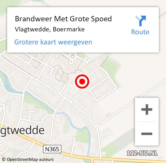 Locatie op kaart van de 112 melding: Brandweer Met Grote Spoed Naar Vlagtwedde, Boermarke op 1 januari 2015 00:24