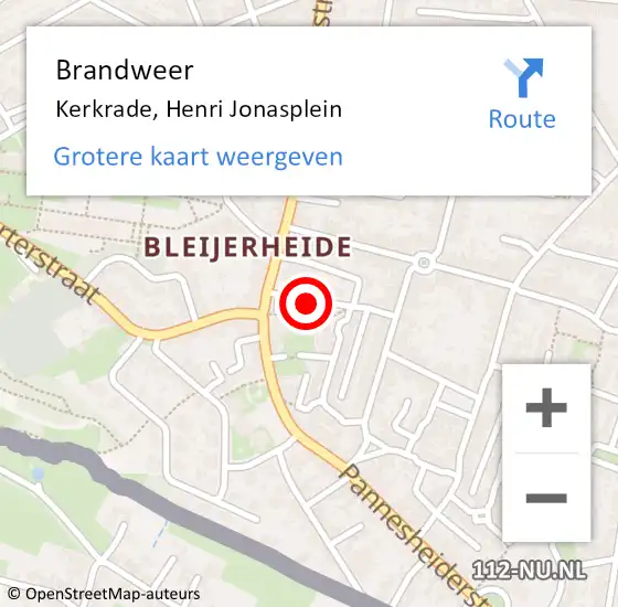 Locatie op kaart van de 112 melding: Brandweer Kerkrade, Henri Jonasplein op 1 januari 2015 00:25