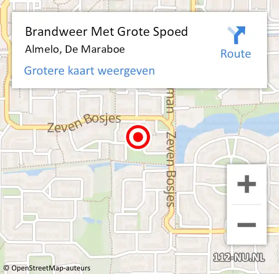 Locatie op kaart van de 112 melding: Brandweer Met Grote Spoed Naar Almelo, De Maraboe op 1 januari 2015 00:26