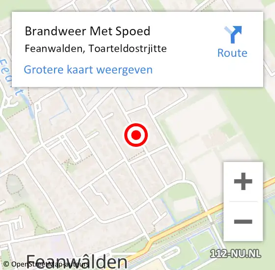 Locatie op kaart van de 112 melding: Brandweer Met Spoed Naar Feanwalden, Toarteldostrjitte op 1 januari 2015 01:26