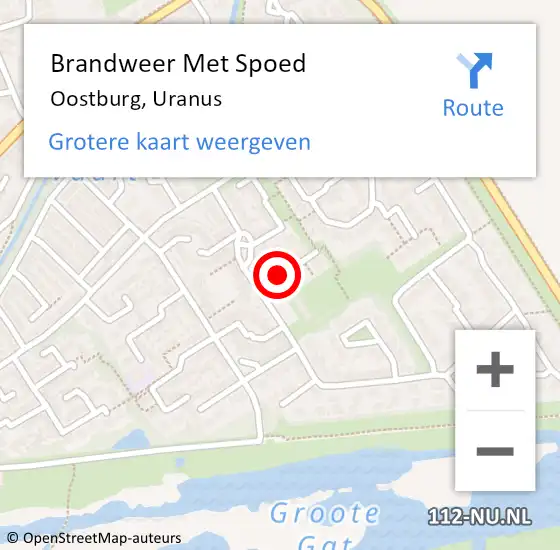 Locatie op kaart van de 112 melding: Brandweer Met Spoed Naar Oostburg, Uranus op 1 januari 2015 01:26