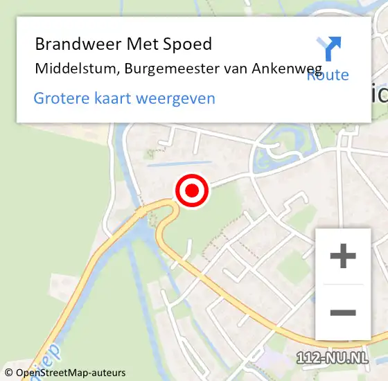 Locatie op kaart van de 112 melding: Brandweer Met Spoed Naar Middelstum, Burgemeester van Ankenweg op 1 januari 2015 01:27