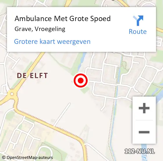 Locatie op kaart van de 112 melding: Ambulance Met Grote Spoed Naar Grave, Vroegeling op 1 januari 2015 01:29