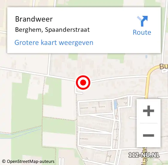 Locatie op kaart van de 112 melding: Brandweer Berghem, Spaanderstraat op 1 januari 2015 01:30