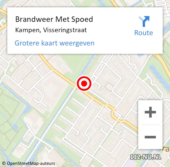 Locatie op kaart van de 112 melding: Brandweer Met Spoed Naar Kampen, Visseringstraat op 1 januari 2015 01:31