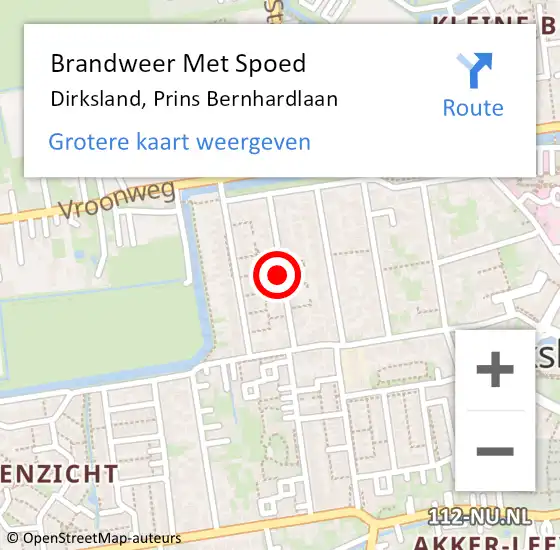 Locatie op kaart van de 112 melding: Brandweer Met Spoed Naar Dirksland, Prins Bernhardlaan op 1 januari 2015 01:40