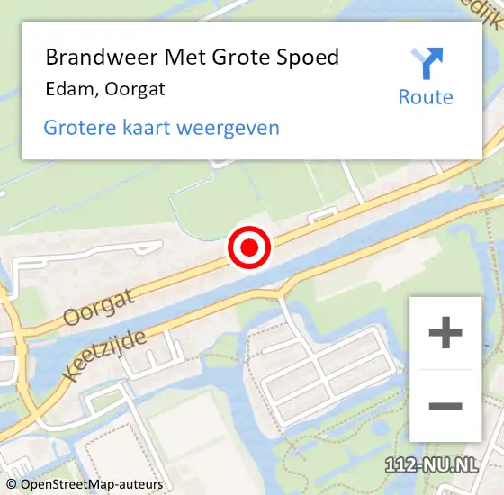 Locatie op kaart van de 112 melding: Brandweer Met Grote Spoed Naar Edam, Oorgat op 1 januari 2015 01:45