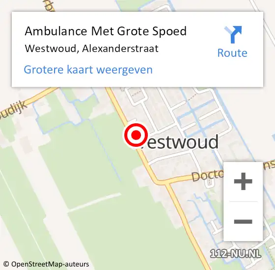 Locatie op kaart van de 112 melding: Ambulance Met Grote Spoed Naar Westwoud, Alexanderstraat op 1 januari 2015 01:46