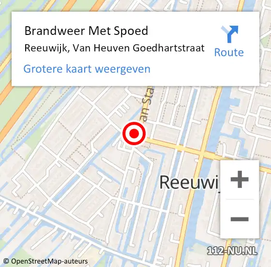 Locatie op kaart van de 112 melding: Brandweer Met Spoed Naar Reeuwijk, Van Heuven Goedhartstraat op 1 januari 2015 01:48