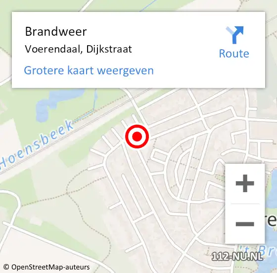 Locatie op kaart van de 112 melding: Brandweer Voerendaal, Dijkstraat op 1 januari 2015 01:49