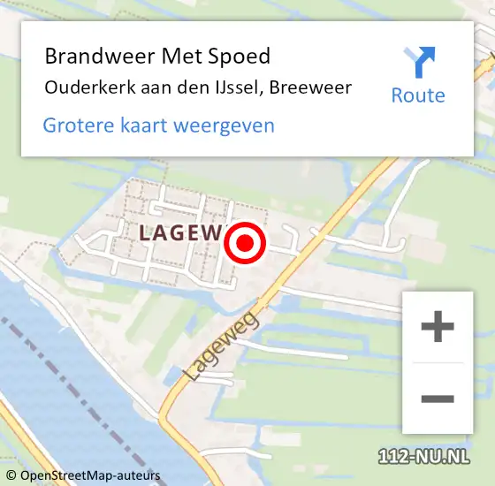 Locatie op kaart van de 112 melding: Brandweer Met Spoed Naar Ouderkerk aan den IJssel, Breeweer op 1 januari 2015 01:51