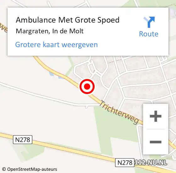 Locatie op kaart van de 112 melding: Ambulance Met Grote Spoed Naar Margraten, In de Molt op 1 januari 2015 01:55