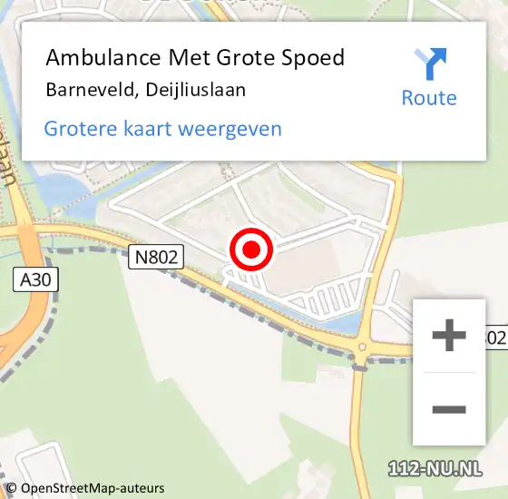 Locatie op kaart van de 112 melding: Ambulance Met Grote Spoed Naar Barneveld, Deijliuslaan op 1 januari 2015 02:01