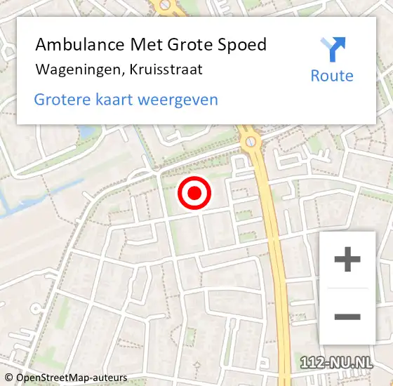 Locatie op kaart van de 112 melding: Ambulance Met Grote Spoed Naar Wageningen, Kruisstraat op 1 januari 2015 02:06