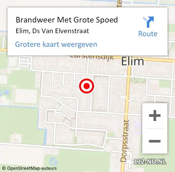 Locatie op kaart van de 112 melding: Brandweer Met Grote Spoed Naar Elim, Ds Van Elvenstraat op 1 januari 2015 02:08