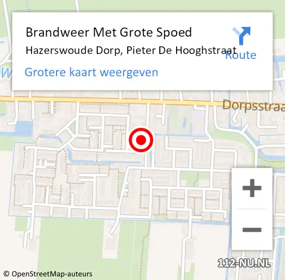 Locatie op kaart van de 112 melding: Brandweer Met Grote Spoed Naar Hazerswoude Dorp, Pieter De Hooghstraat op 1 januari 2015 02:15