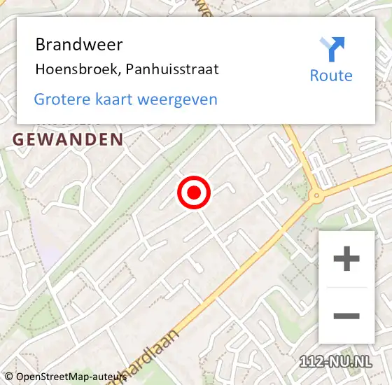 Locatie op kaart van de 112 melding: Brandweer Hoensbroek, Panhuisstraat op 1 januari 2015 02:21