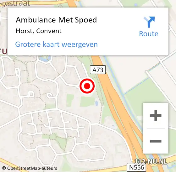 Locatie op kaart van de 112 melding: Ambulance Met Spoed Naar Horst, Convent op 1 januari 2015 02:21