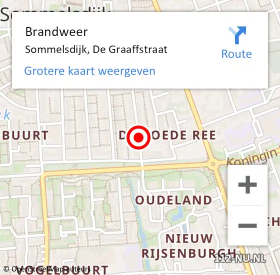 Locatie op kaart van de 112 melding: Brandweer Sommelsdijk, De Graaffstraat op 1 januari 2015 02:22