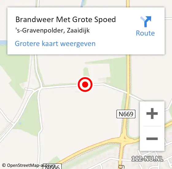 Locatie op kaart van de 112 melding: Brandweer Met Grote Spoed Naar 's-Gravenpolder, Zaaidijk op 1 januari 2015 02:30