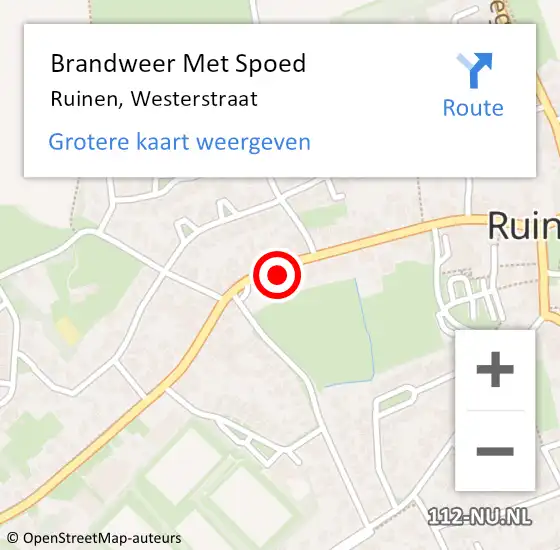 Locatie op kaart van de 112 melding: Brandweer Met Spoed Naar Ruinen, Westerstraat op 1 januari 2015 02:35