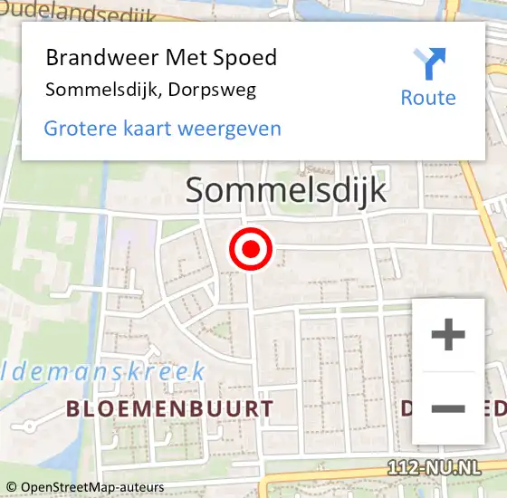 Locatie op kaart van de 112 melding: Brandweer Met Spoed Naar Sommelsdijk, Dorpsweg op 1 januari 2015 02:44