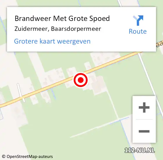 Locatie op kaart van de 112 melding: Brandweer Met Grote Spoed Naar Zuidermeer, Baarsdorpermeer op 1 januari 2015 02:51