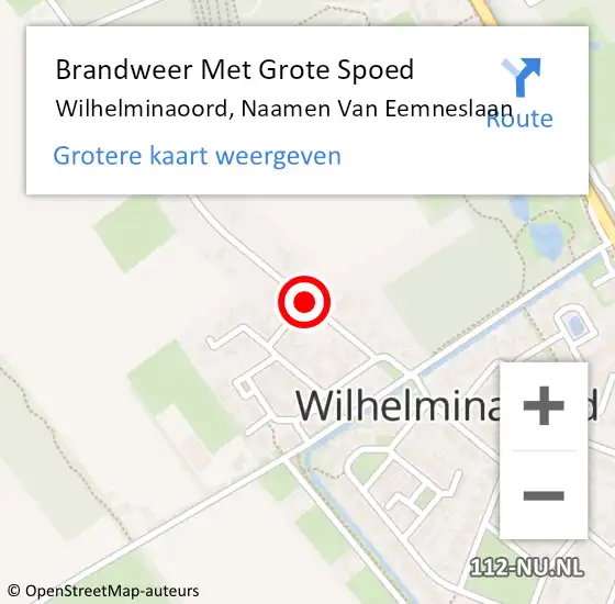 Locatie op kaart van de 112 melding: Brandweer Met Grote Spoed Naar Wilhelminaoord, Naamen Van Eemneslaan op 1 januari 2015 02:56