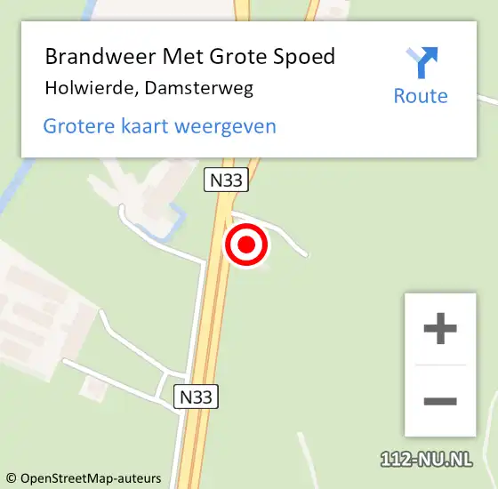 Locatie op kaart van de 112 melding: Brandweer Met Grote Spoed Naar Holwierde, Damsterweg op 1 januari 2015 03:03