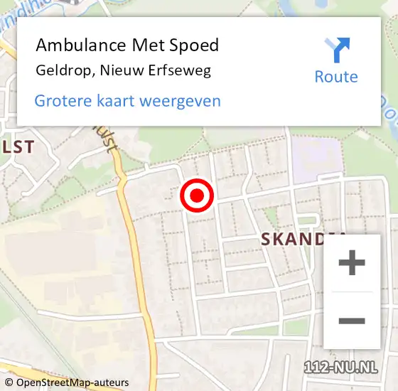 Locatie op kaart van de 112 melding: Ambulance Met Spoed Naar Geldrop, Nieuw Erfseweg op 1 januari 2015 03:08