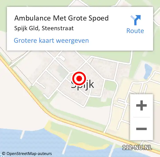 Locatie op kaart van de 112 melding: Ambulance Met Grote Spoed Naar Spijk Gld, Steenstraat op 1 januari 2015 03:09