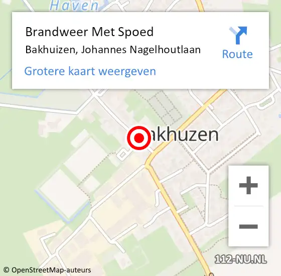 Locatie op kaart van de 112 melding: Brandweer Met Spoed Naar Bakhuizen, Johannes Nagelhoutlaan op 1 januari 2015 03:09