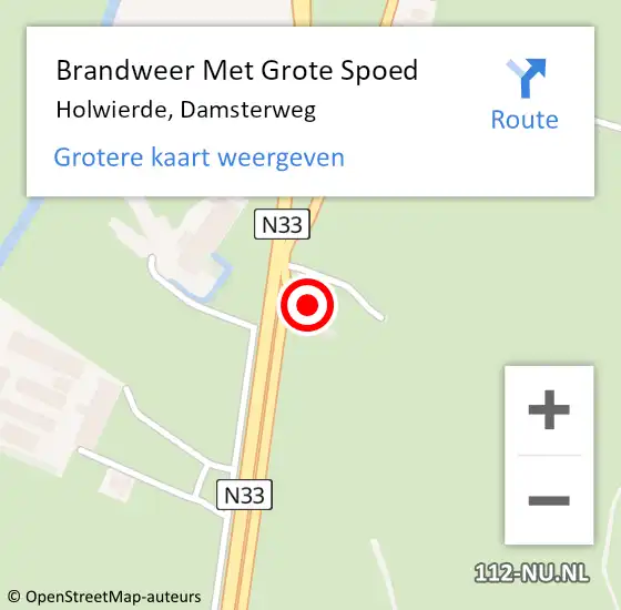 Locatie op kaart van de 112 melding: Brandweer Met Grote Spoed Naar Holwierde, Damsterweg op 1 januari 2015 03:13