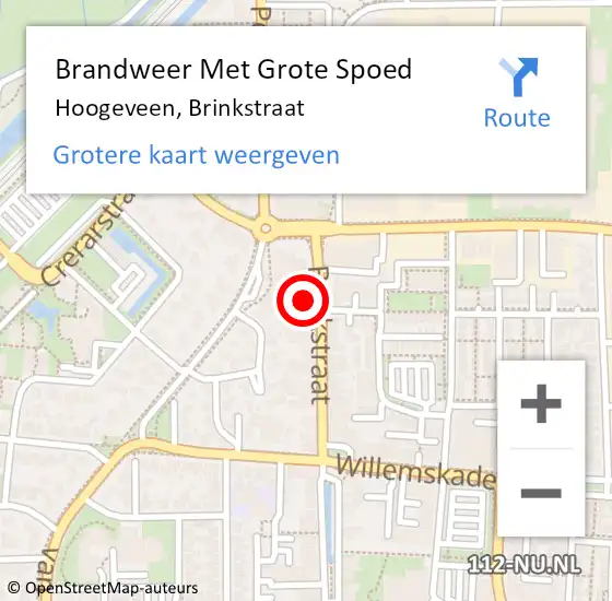 Locatie op kaart van de 112 melding: Brandweer Met Grote Spoed Naar Hoogeveen, Brinkstraat op 10 september 2013 18:54