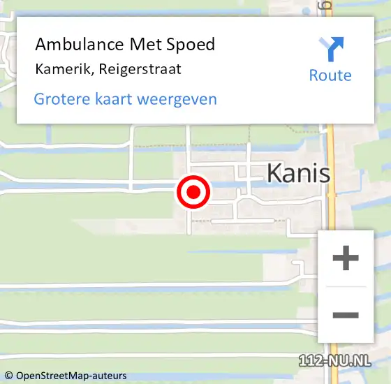 Locatie op kaart van de 112 melding: Ambulance Met Spoed Naar Kamerik, Reigerstraat op 1 januari 2015 03:43